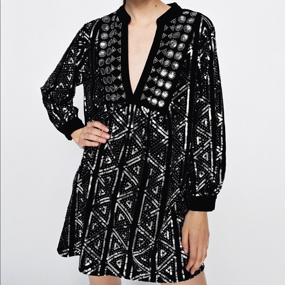 ✨ NWT ZARA Sequin Velvet Dress ✨